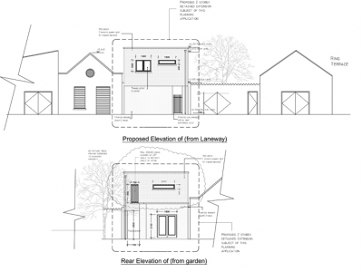 76 Tyrconnell Rd 3c front & rear elevations