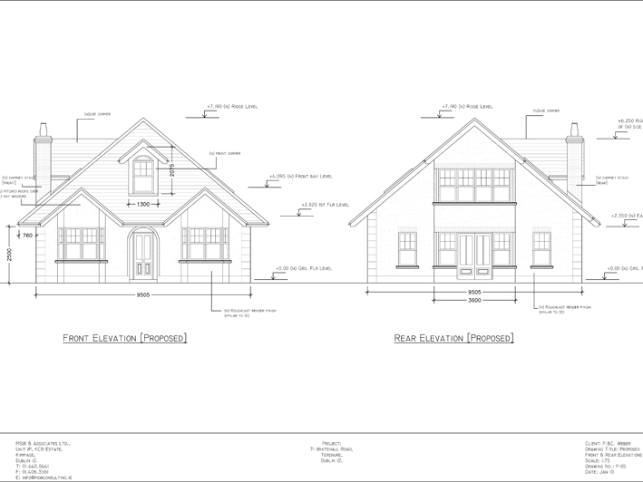 Whitehall Rd 3c front & rear elevations